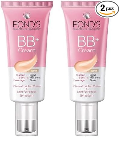 POND'S BB+ Cream, Instant Spot Coverage + Light Make-up Glow, Ivory 30g (Pack of 2)