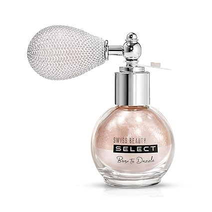 Swiss Beauty Select Born To Dazzle Glitter Spray | Pearlescent Particles | Multidimensional Shine | High-Impact Glow | Lightweight & Blendable | Gentle On The Skin | For Body & Hair | Shade- Hollywood Glam, 5gm