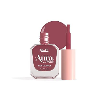 Glam21 Aura Nails Nail Lacquer |Long-Lasting, Quick-Dry, High-Shine Nail Enamel | Chip-Free Formula | Smooth Application & Vibrant Finish |60 Striking Shades | 10ml,Dusty Rose`