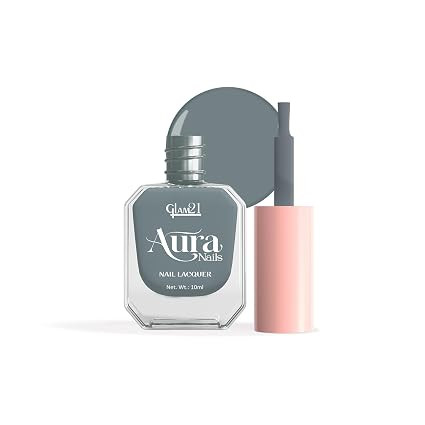 Glam21 Aura Nails Nail Lacquer |Long-Lasting, Quick-Dry, High-Shine Nail Enamel | Chip-Free Formula | Smooth Application & Vibrant Finish |60 Striking Shades | 10ml,Hush Blue