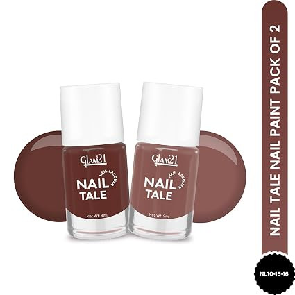 Glam21 Nail Tale- Nail Lacquer|Multicolor|Quick Drying Nail Polish| Glossy Gel Finish Nail Kit | Highly Pigmented & Long Lasting | Chip Resistance|9ml Each| Pack Of 2 (Shade-16-15)
