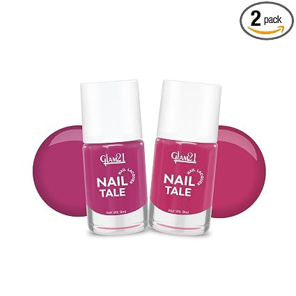 Glam21 Nail Tale- Nail Lacquer|Multicolor|Quick Drying Nail Polish| Glossy Gel Finish Nail Kit | Highly Pigmented & Long Lasting | Chip Resistance|9ml Each| Pack Of 2 (Shade-05-06)