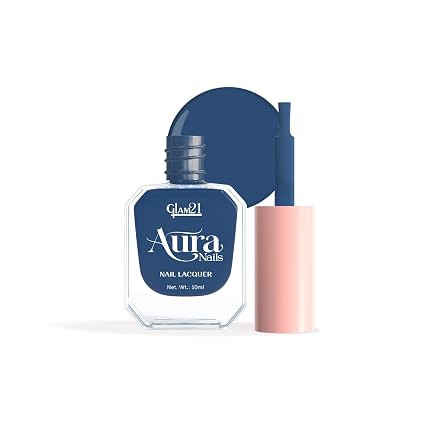 Glam21 Aura Nails Nail Lacquer |Long-Lasting, Quick-Dry, High-Shine Nail Enamel | Chip-Free Formula | Smooth Application & Vibrant Finish |60 Striking Shades | 10ml,Blueberry Blink