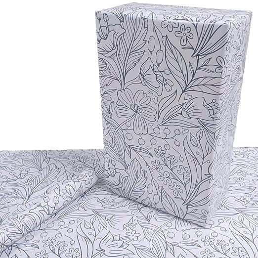 Pack of 25 Premium Gift Wrapping Sheets | Leaf Doodle Design Gift Wrap Paper | 70 x 50 cm Large Sheets | Ideal for Rakhi, Birthday, Diwali, Xmas, Craft & All Occasions | Multicolor Gift Paper