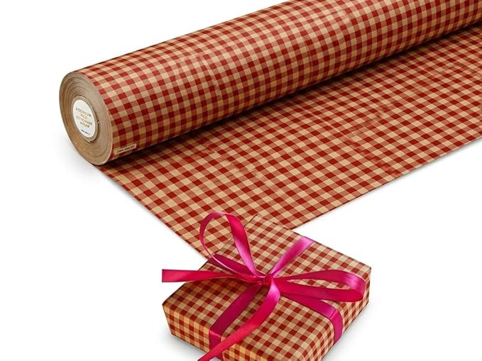 Premium Red Gingham Check Gift Wrapping Paper Roll | 80 GSM Thick Paper | 50 cm x 5 Meter | Elegant Gift Wrap for Birthdays, Holidays, Festivals, DIY Crafts & Gift Packaging (Pack of 2)