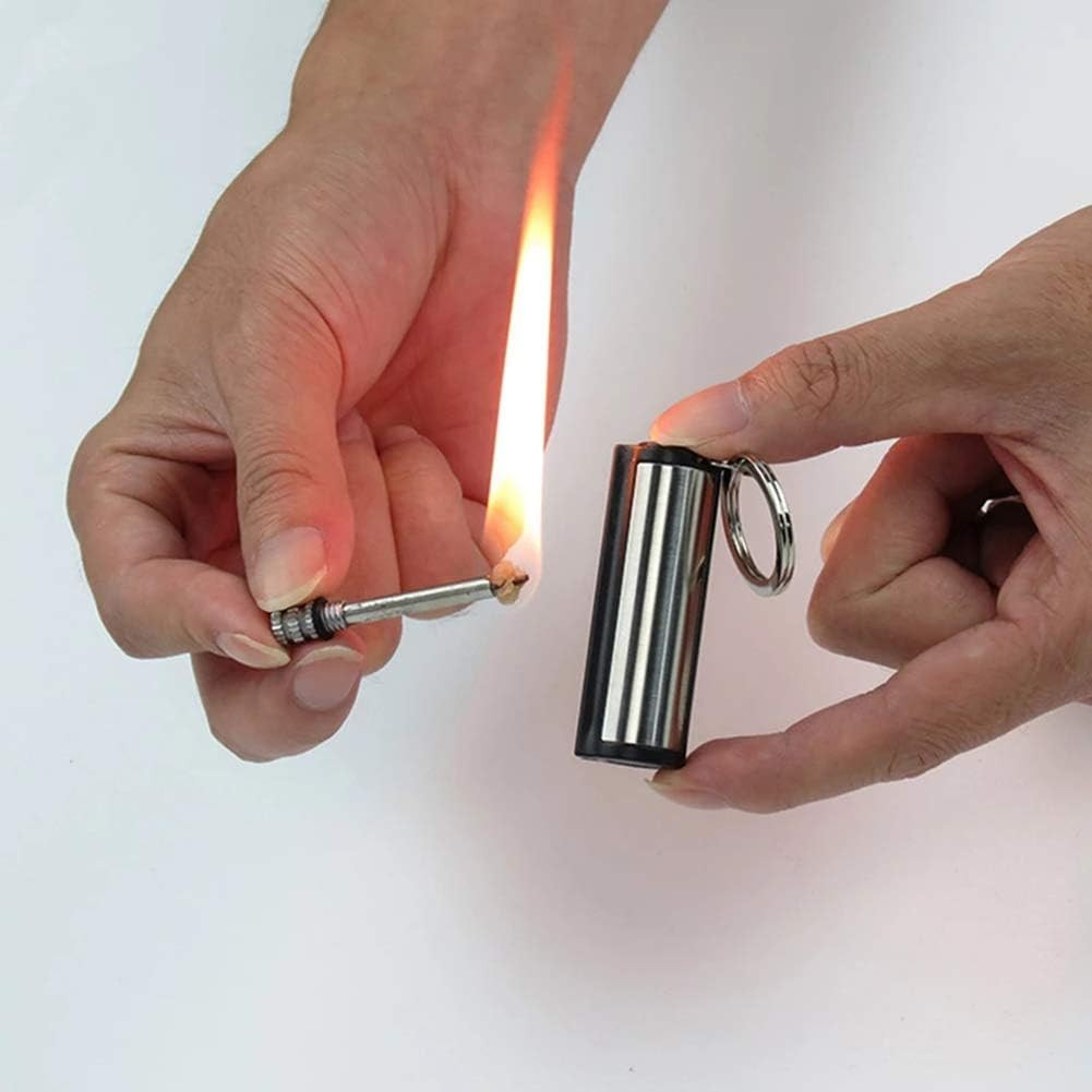 Smoke King Trek Match Striker Kerosene Lighter | Waterproof Refillable Flint Fire Starter Keychain | Metal Survival Tool (Fuel Not Included)