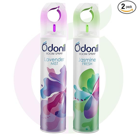 Odonil Air Freshener Room Spray - 440 ml Combo (Pack of 2, 220ml each) | Lavender Mist & Jasmine Fresh | Nature Inspired Fragrance for Home & Office | Long Lasting Fragrance | Instant Freshness