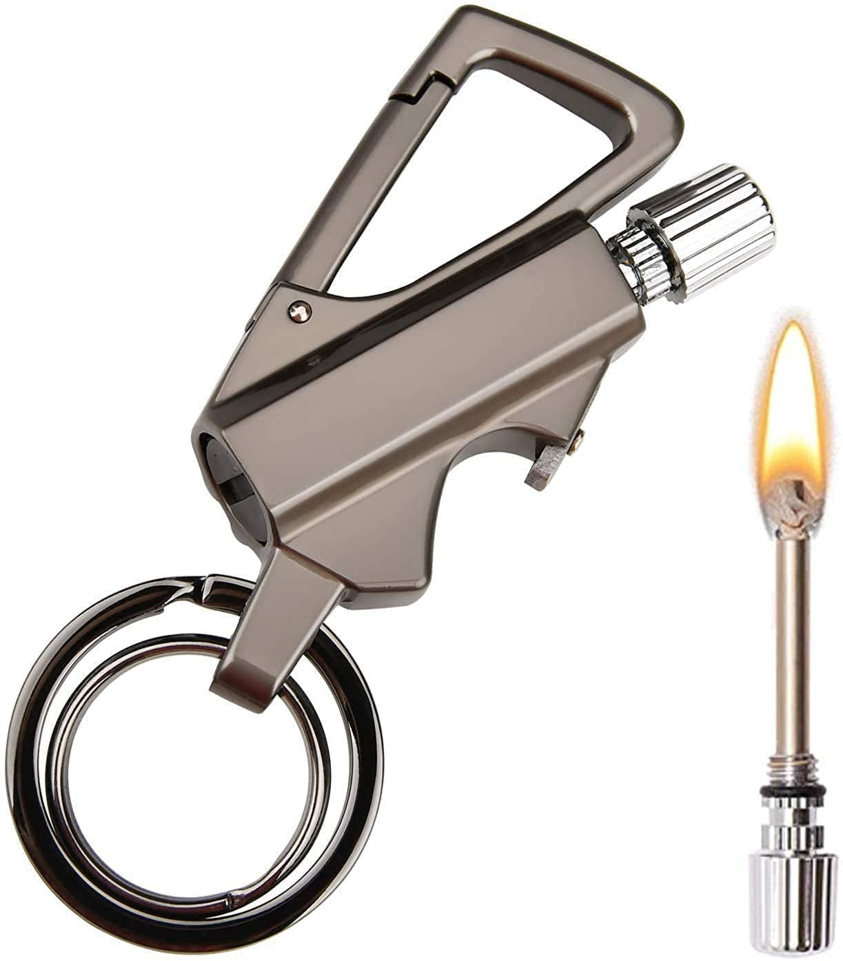 Keychain Torch Lighter Smoking Gadgets | 3 in 1 Keychain Lighter | Emergency Fire Starter Match Sticks Used for Outdoor Camping (Pack of 1).