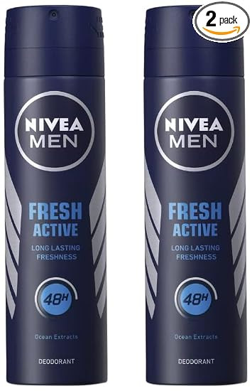 NIVEA MEN Fresh Active Original Spray Deodorant For Men, 150Ml (Pack Of 2)