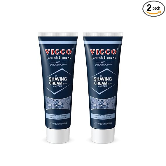 Vicco Turmeric-S Shaving Cream I Natural Shaving Formula Enriched with Turmeric & Sandalwood I Ayurvedic Grooming for Men I Nourishing Shaving Cream I For All Skin Types | 70gm | Pack of 2