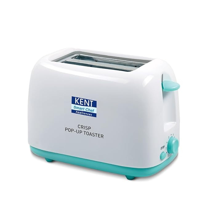 KENT Crisp Pop Up Toaster 750 Watts | 2 Slice Automatic Pop Up Electric Toaster | 6 Heating Modes | Auto Shut Off | Removable Bread Crumbs Tray | White