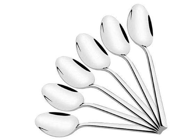 Stainless Steel Medium Dinner/Table Spoon Set - Set of 6 / Stainless Steel Teaspoons, Spoon