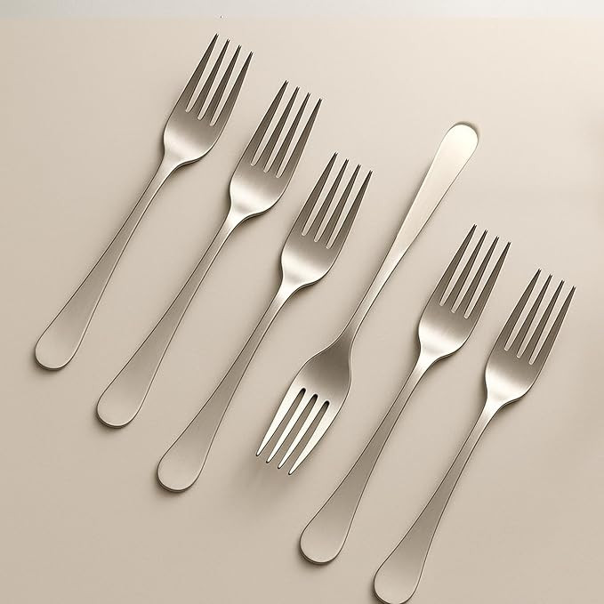 Set of 6 Stainless Steel Dinner Fork Set, Sliver | 100% Food Grade, Non Toxic, Anti-Rust, Dishwasher Safe, Perfect for Gifting