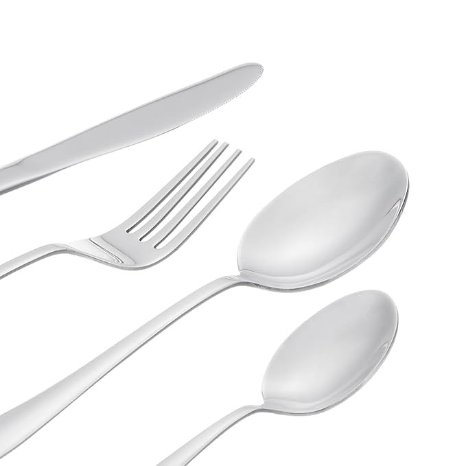 24 Piece Cutlery Set | 6 Tea Spoons, 6 Knives, 6 Spoons & 6 Forks | Mirror Finish, Stainless Steel