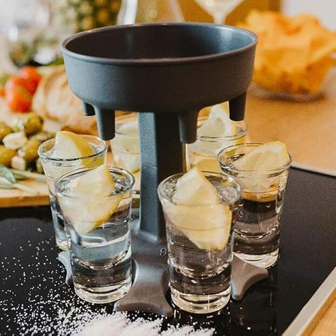 Drinks Dispenser with 6 Shot Glasses || Wine Dispenser Holder || Whisky, Beer, Liquor Scotch, Cocktail Server for Bar Party