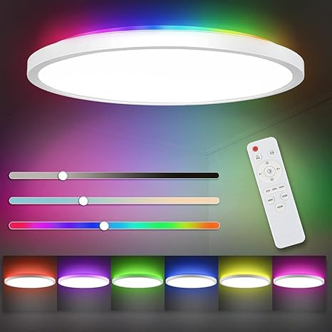 LED Ceiling Light with Remote Control, 12Inch 24W High Bright 3200lm, Backlight Round Close to Ceiling Lamp Modern Ultra-Thin 3000-6500K for Bedroom Living Room