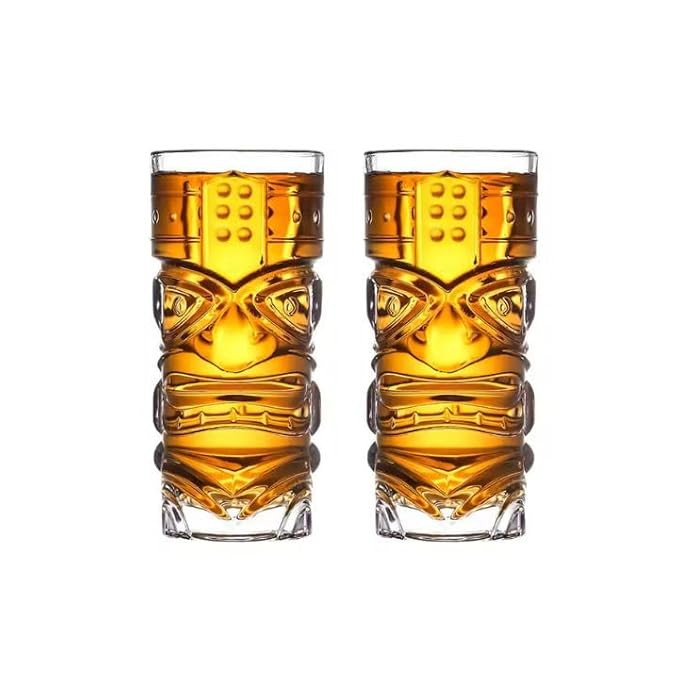 Beer Mug | 400 ML | Modern Bar Tiki Glasses | Premium Crystal Clear Glass | Cocktail Cup | Perfect for Whiskey, Wine, Juice, mocktail (Pack of 2)