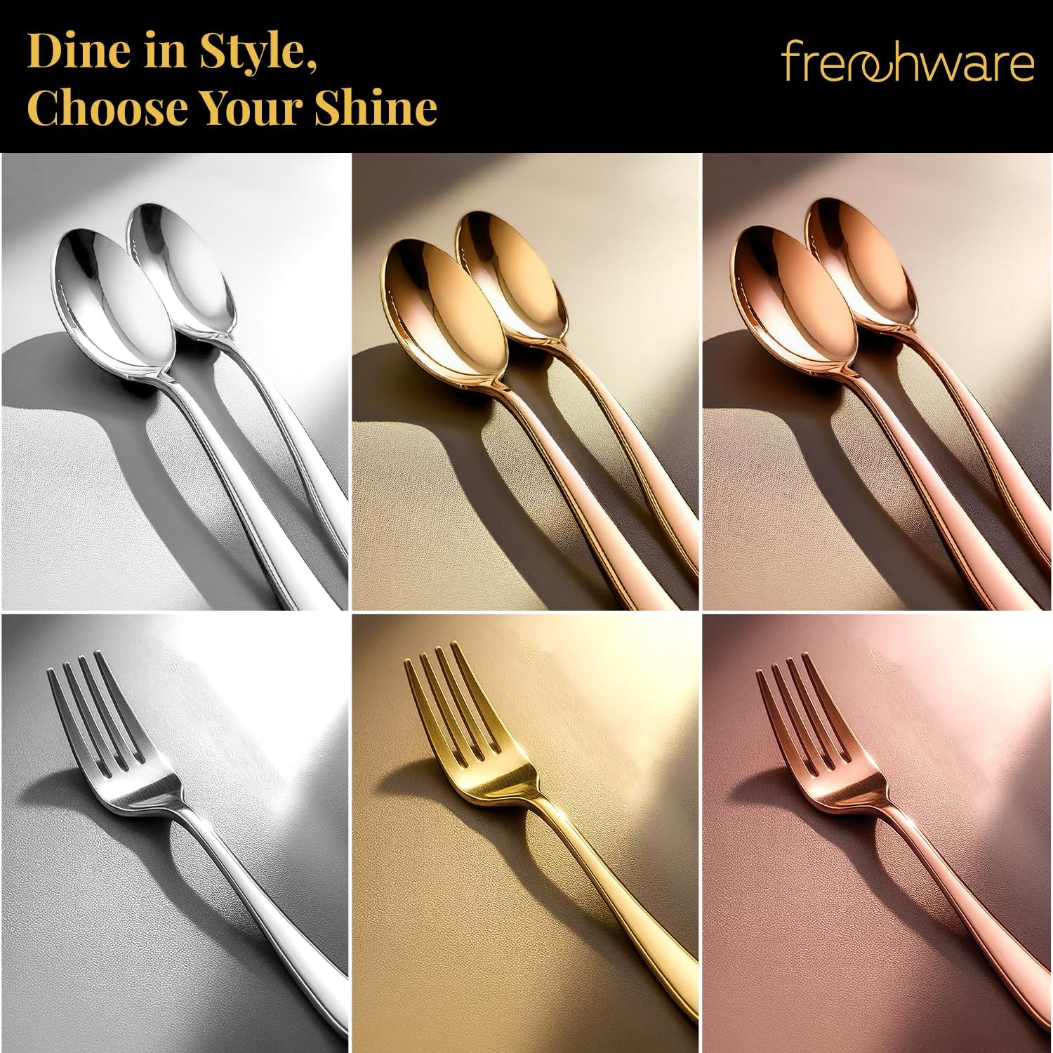 Frenchware Set of 12 Stainless Steel 6 Dinner Fork, 6 Spoons Sets, Sliver | 100% Food Grade, Non Toxic, Anti-Rust, Dishwasher Safe, Perfect for Gifting