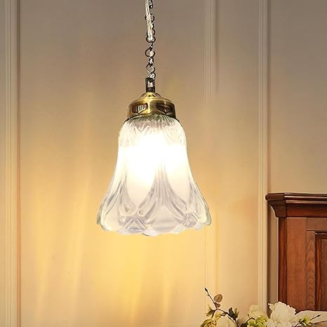 DarkVision Vintage Antique Gold Pendant Hanging Light Lamp Decorative Frosted Glass Shade Ceiling Mounted Chain Perfect for Living Room, Pooja Room, Balcony, Cafe, Hallway, Museum (Without Bulb)