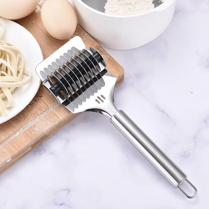 Stainless Steel Nool Parotta Cutter Roller | Lachha Paratha & Noodles Cutter | Multi-Purpose Kitchen Tool
