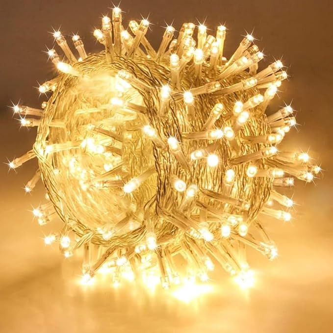 12 Meter Copper Wire String Fairy Lights - Warm White, Flexible and Energy-Efficient Rice Lights for Indoor & Outdoor Decor, Home, Garden, Party (Pack of 1)