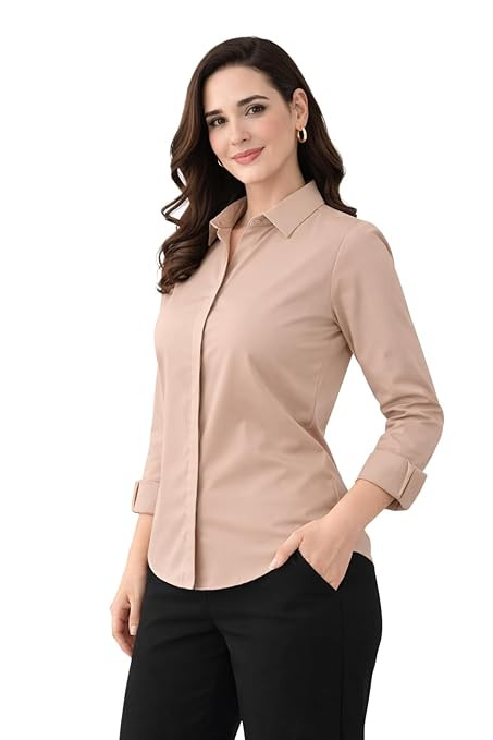 Womens Formal Shirt for Office Wear | Soft Fabric Smart Fit Professional Shirt for Work, Meetings, Corporate & Business Style