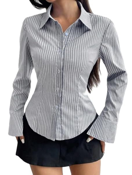 Women Shirt||Women Relaxed Fit Vertical Striped Spread Collar Cotton Casual Shirt (S-12-19)