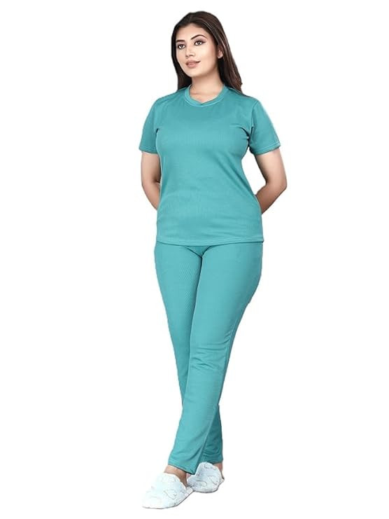 Women's Active Wear Track Suits Cotton Blend Sportswear Top & Bottom Set for Woman Round Neck for Fitness & Workout T-shirt and Pant