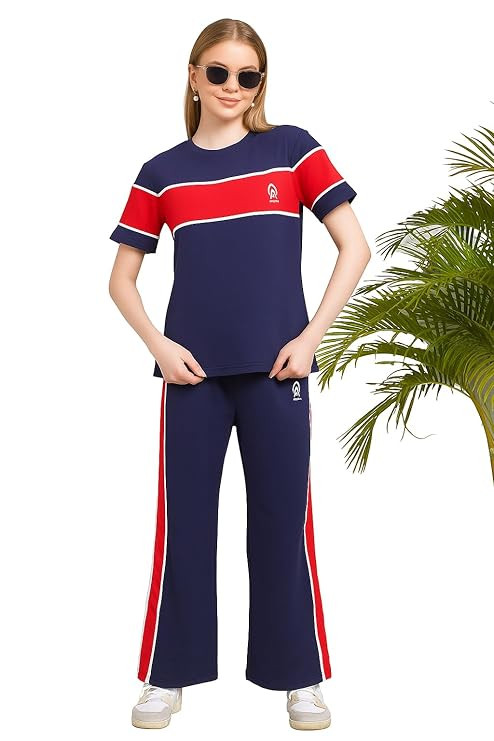 Women's 2 Piece Activewear Set | Short Sleeve Workout T-Shirt and High-Waisted Pants | Athletic Gym Clothing Outfit