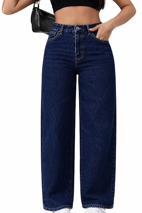 Women Blue Straight Fit Jeans | High Rise Cotton Denim | Casual high Waist Fit Everyday Wear Jeans for Women