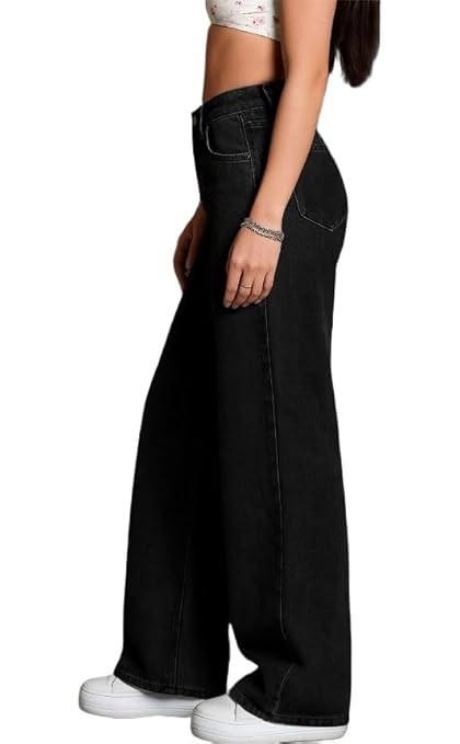 Women's Kashianxstyle Loose Fit Wide Leg Denim Jeans | Mid High Rise Casual Denim Pants for Women, Full Length Everyday Wear