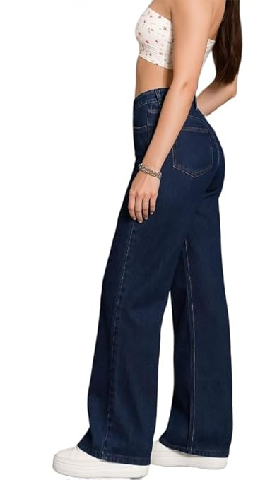 Women's Kashianxstyle Loose Fit Wide Leg Denim Jeans | Mid High Rise Casual Denim Pants for Women, Full Length Everyday Wear