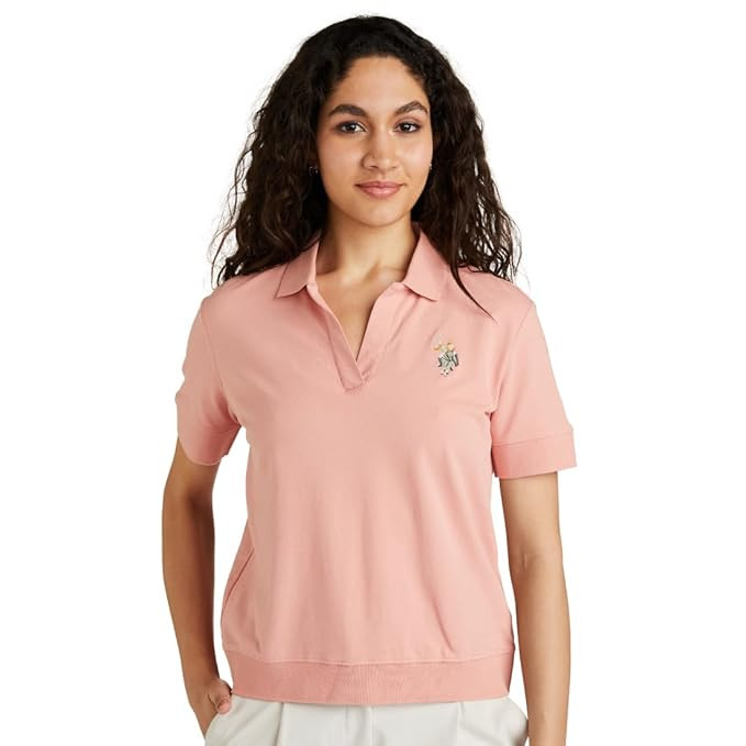 U.S. Polo ASSN. Women's Cotton Solid Loose Fit Polo Shirt