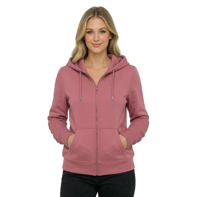 Women’s Zip-Up Hoodie Sweatshirt – Soft Cotton Fleece Jacket with Hood, Full Zipper, Kangaroo Pocket, Casual Winter Hoodie for Women