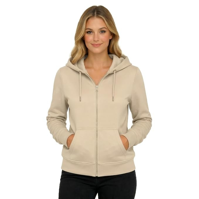 Women’s Zip-Up Hoodie Sweatshirt – Soft Cotton Fleece Jacket with Hood, Full Zipper, Kangaroo Pocket, Casual Winter Hoodie for Women
