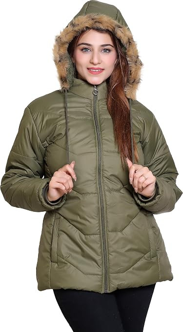 STUFFLIN Women's Quilted Jacket | Full Sleeve Solid Puffer Jacket | Winter Wear Jacket | Hooded Jacket