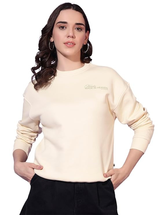 Women Sweatshirt | Cotton Terry Winter Pullover | Full Sleeve Round Neck Casual Top (XS–XL)