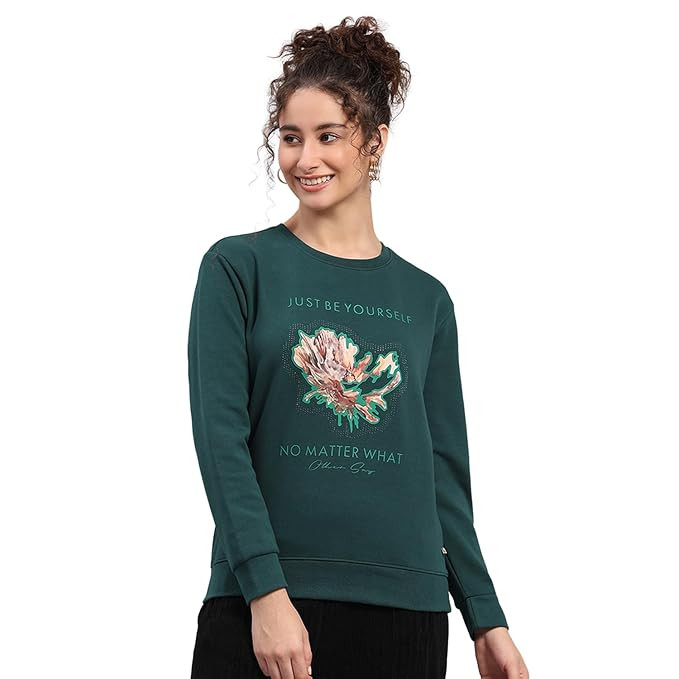 Womens Regular Fit Printed Pull On Full Sleeve Winter Sweatshirt | Warm Pullover for Ladies | Soft Comfortable Casual Winter Wear for Women's (Pack of 1)