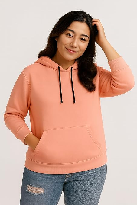 Women’s Black Fleece Hoodie Oversized Fit Soft Warm Winter Hooded Sweatshirt with Kangaroo Pocket