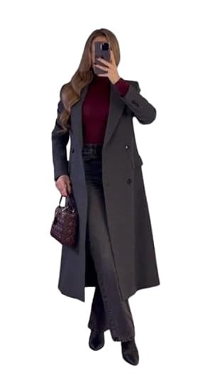 Women Soft Woolen Warm Full Sleeve Solid Long Coat | For Winter Outings | Wool Blend | Grey | Long Style | P