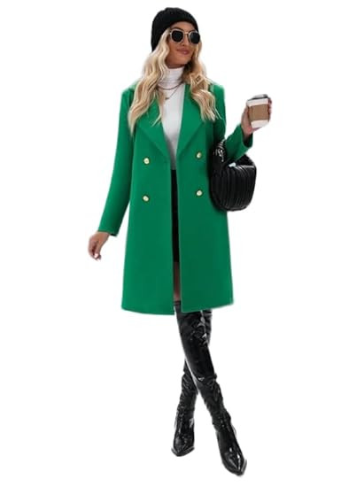 Women’s Bright Green Double-Breasted Long Winter Coat | Warm Premium Jacket with Gold Buttons, Tailored Fit & Elegant Style | Stylish Outdoor Wear for Cold Weather | Sizes S to 5XL