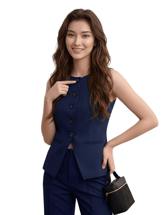 Women’s Waistcoat – Stretchable Lightweight Sleeveless Vest with 2 Pockets, Ideal for Office, Casual, Formal, Party & Wedding