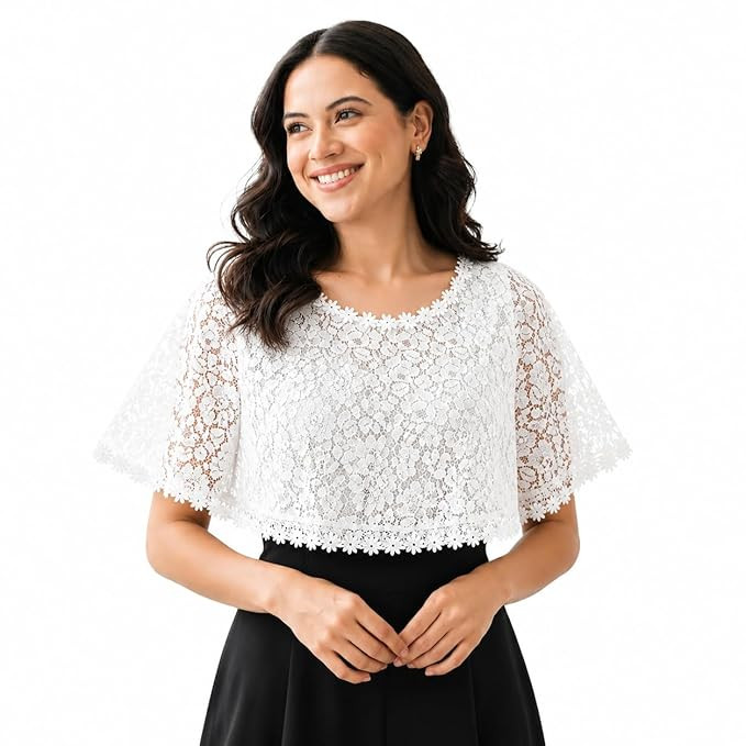 Lace Shrugs for Women Stylish Cape, Shrug for Women, poncho for womenn | Detachable Collar Lace for Womenn, Detachable sleeve for womenn | Shrug for Woman Beachwear, Strapless Dress