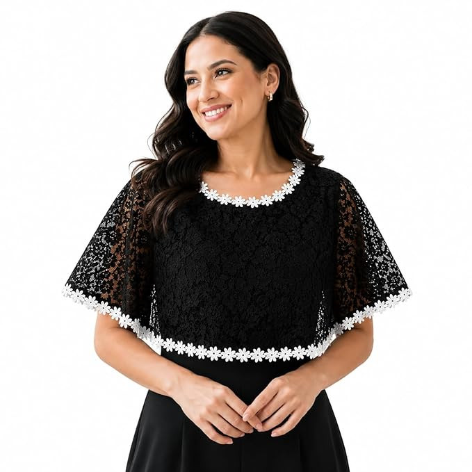 Lace Shrugs for Women Stylish Cape, Shrug for Women, poncho for womenn | Detachable Collar Lace for Womenn, Detachable sleeve for womenn | Shrug for Woman Beachwear, Strapless Dress