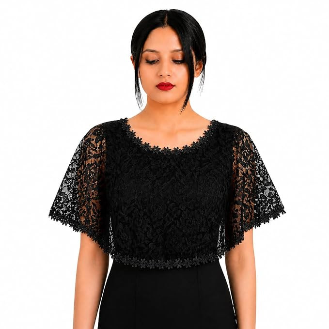 Lace Shrugs for Women Stylish Cape, Shrug for Women, poncho for womenn | Detachable Collar Lace for Womenn, Detachable sleeve for womenn | Shrug for Woman Beachwear, Strapless Dress