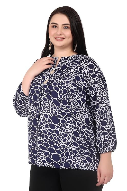 Women's Abstract Print | Mandarin Collared | Pure Resham Tessals with SOP | Style Plus Size Shirt/Tunic/Top | Size - (XXL - 7XL)