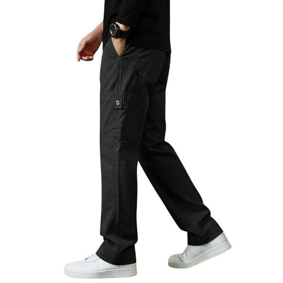 Cargo for Men | Cotton Cargo Pant | Lower for man | Elastic Drawstring Waist Straight Fit Bottoms | Comfortable Breathable Summer Cargos for Casual, Office Wear