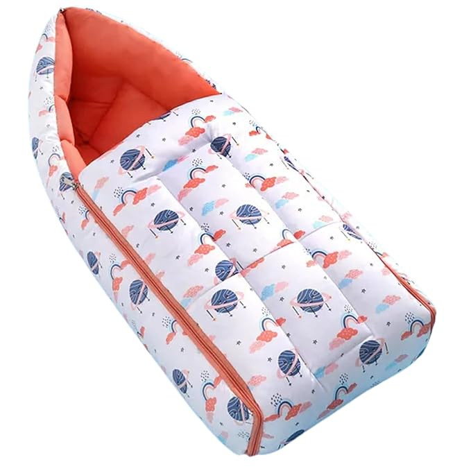 3 in 1 Baby Sleeping Bag and Carry Nest, Cotton Bed Cum Infant Portable Bassinet, forbaby Carrying and co Sleeping, Unisex Baby Bedding Set for New Born 0-12 Months (White Astro)