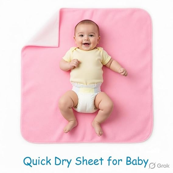 Waterproof Quick Dry Sheet for Baby| Bed Pad Anti-Piling Fleece Extra Absorbent Washable Matress Protector| Baby Bed Protector Sheet for Toddler Children, Small Size, 50x70cm, Salmon Rose