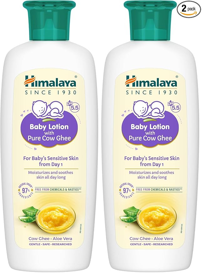 Himalaya Baby Lotion With Pure Cow Ghee 200Ml|Ph5.5|Pure Ghee|Aloe Vera|Safe For Newborns|For Baby's Sensitive Skin|No Parabens|No Phthalates|No Mineral Oil|No Synthetic Color|Dermatologically Tested